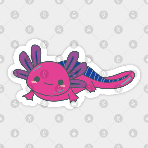 Bi Pride Axolotl | Cute Design with Bisexual Flag Colors Sticker by pawsitronic